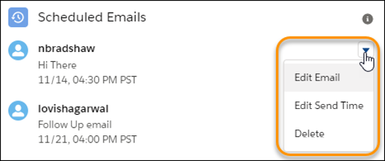 Manage scheduled emails